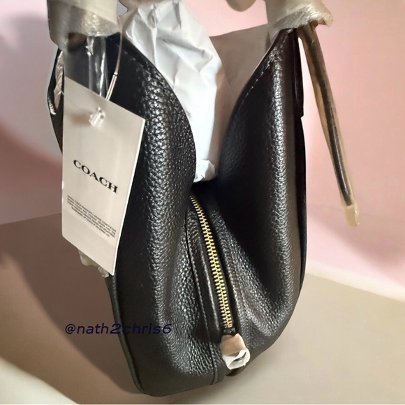 Coach Bella Medium Pebble Leather Shoulder Bag - Black NWT - Picture 9 of 16